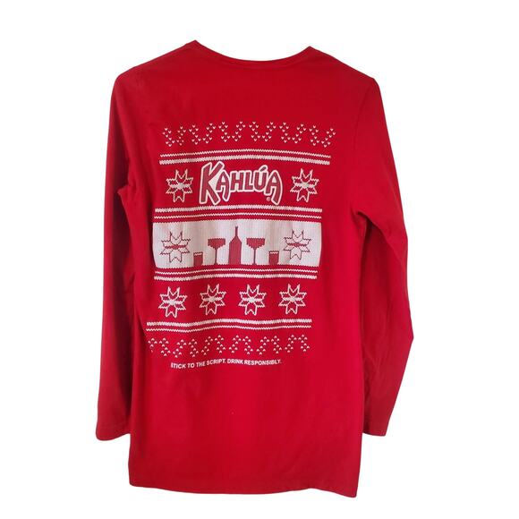 Kahlua Christmas Holiday Long Sleeve Tee Womens Size Small Red - Picture 3 of 4